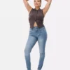 Skinny-Jeans mit hoher Taille