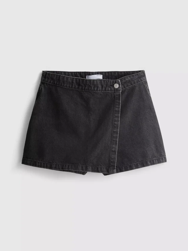 Skort aus Baumwoll-Denim mit hoher Taille