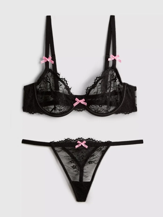 Spitzen-Dessous-Set mit Bügel