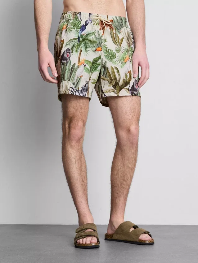 Strandshorts mit Dschungel-Struktur