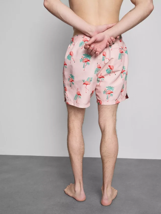 Strandshorts mit Flamingo-Struktur
