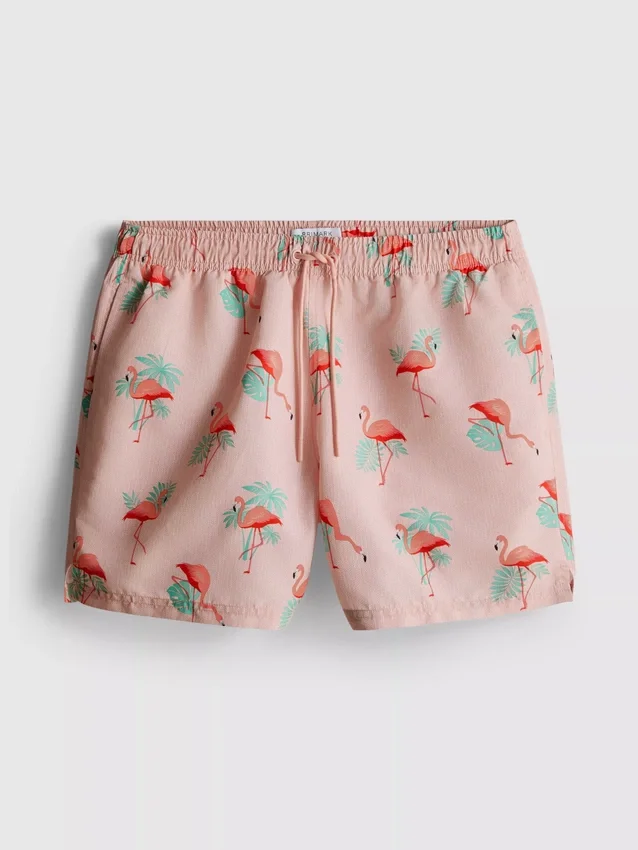 Strandshorts mit Flamingo-Struktur