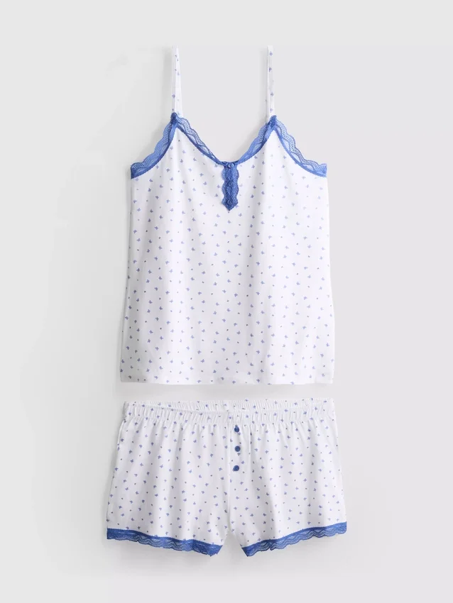 Stretch-Schlafanzug mit kurzen Hosen aus baumwollreicher Mischung