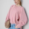 Strukturierte Bluse mit Ballonärmeln