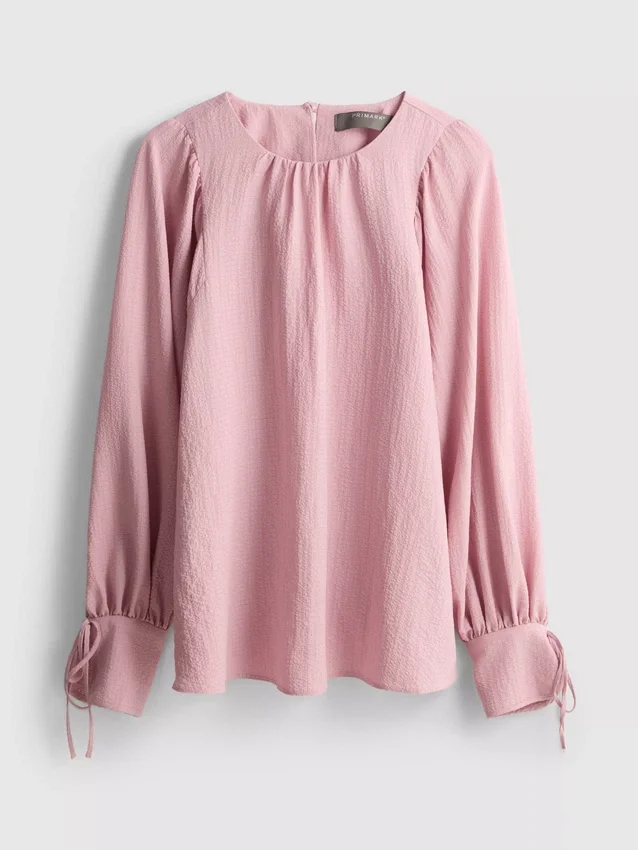 Strukturierte Bluse mit Ballonärmeln