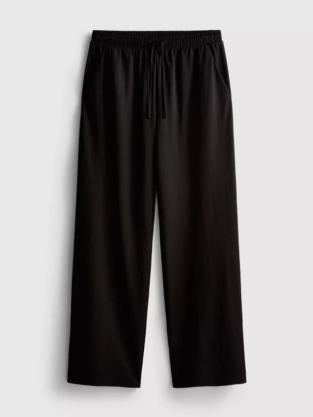 Strukturierte Hose mit weitem Bein