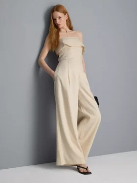 Strukturierte, plissierte Hose mit weitem Bein
