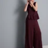 Strukturierte Satin-Hose mit geradem Bein