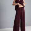 Strukturierte Satin-Hose mit geradem Bein