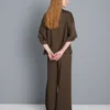 Strukturierte Satin-Hose mit geradem Bein