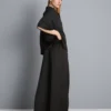 Strukturierte Satin-Hose mit geradem Bein