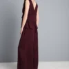 Strukturierte Satin-Hose mit geradem Bein