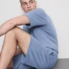 Strukturierte Schlafanzug-Shorts mit Kordelzug