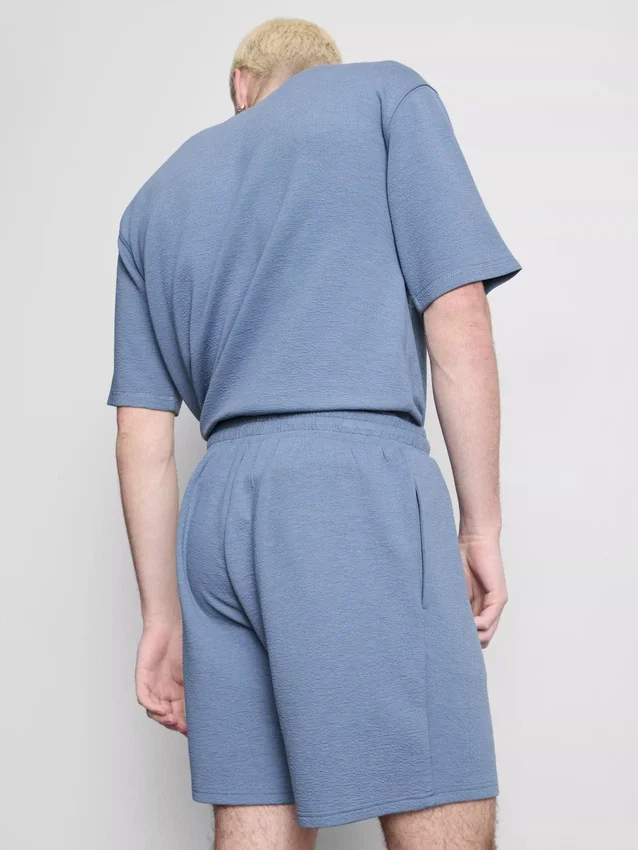 Strukturierte Schlafanzug-Shorts mit Kordelzug