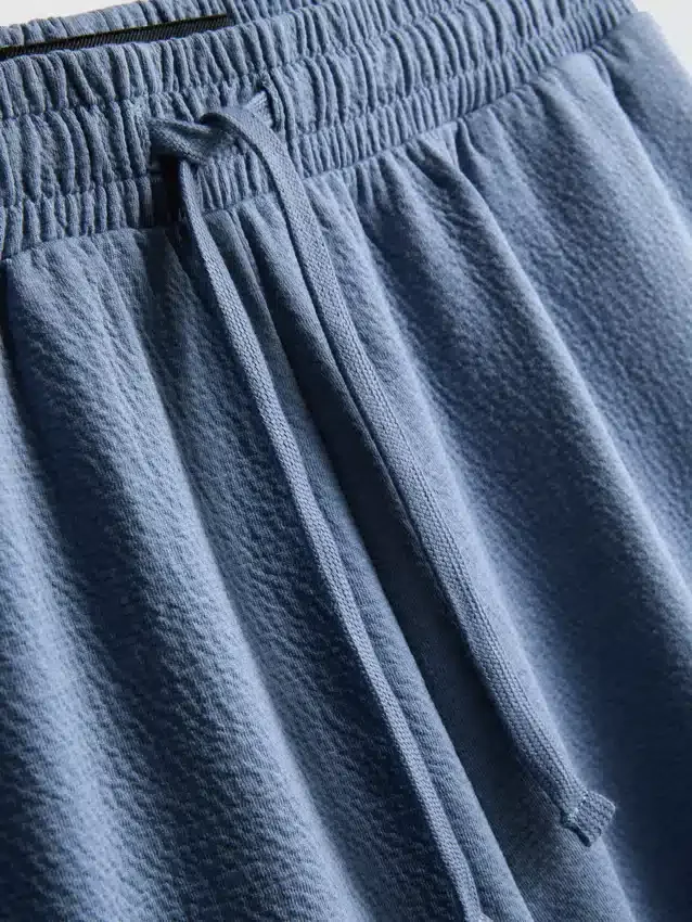 Strukturierte Schlafanzug-Shorts mit Kordelzug