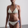 Strukturierter Bikini-Unterteil in Zitronengelb mit seitlichen Bändern