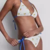 Strukturierter Bikini-Unterteil in Zitronengelb mit seitlichen Bändern