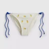 Strukturierter Bikini-Unterteil in Zitronengelb mit seitlichen Bändern