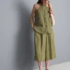 Strukturiertes Halterneck-Top mit Knopfleiste
