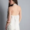 Strukturiertes Halterneck-Top mit Knopfleiste