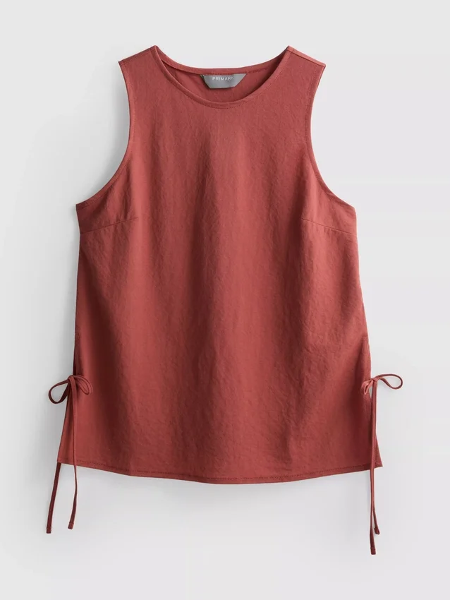 Strukturiertes Tanktop mit seitlichen Bändern