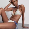 Strukturiertes Triangel-Bikini-Oberteil mit Zitronenmotiv