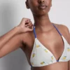 Strukturiertes Triangel-Bikini-Oberteil mit Zitronenmotiv