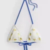 Strukturiertes Triangel-Bikini-Oberteil mit Zitronenmotiv