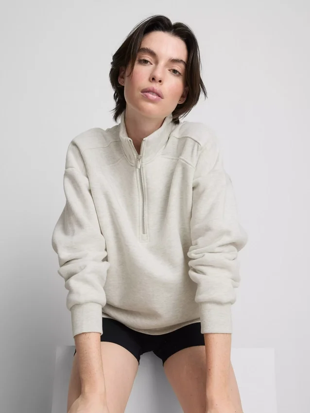 Sweatshirt aus Baumwollmischung mit halbem Reissverschluss