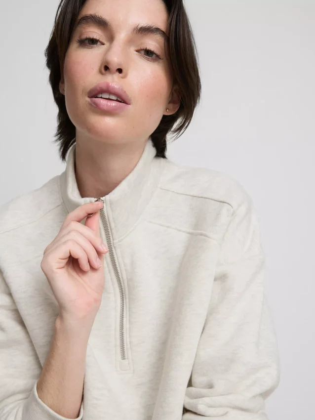 Sweatshirt aus Baumwollmischung mit halbem Reissverschluss