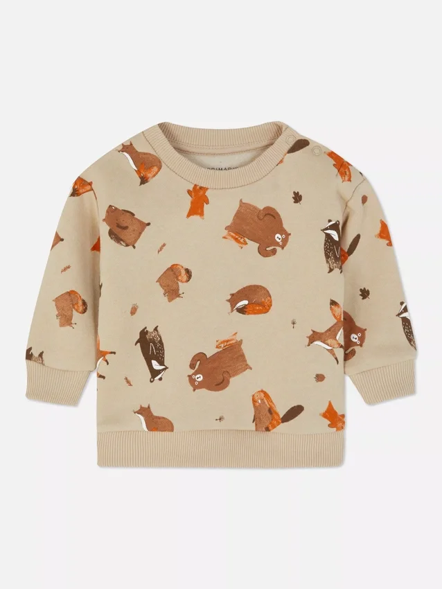 Sweatshirt mit Rundhalsausschnitt und Waldtier-Motiv