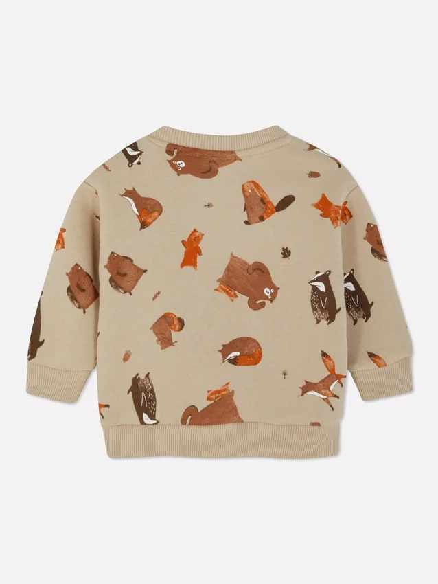 Sweatshirt mit Rundhalsausschnitt und Waldtier-Motiv