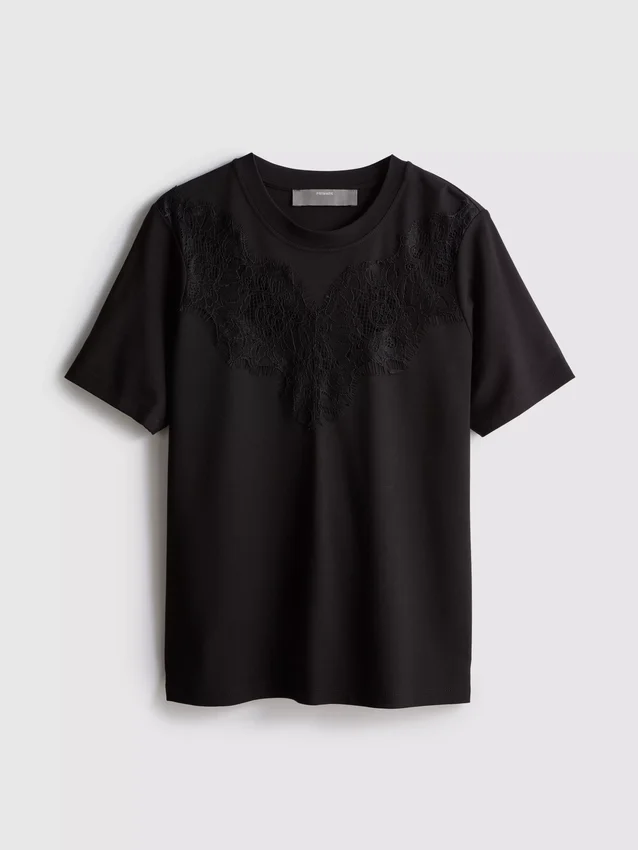 T-Shirt mit Spitzeneinsatz