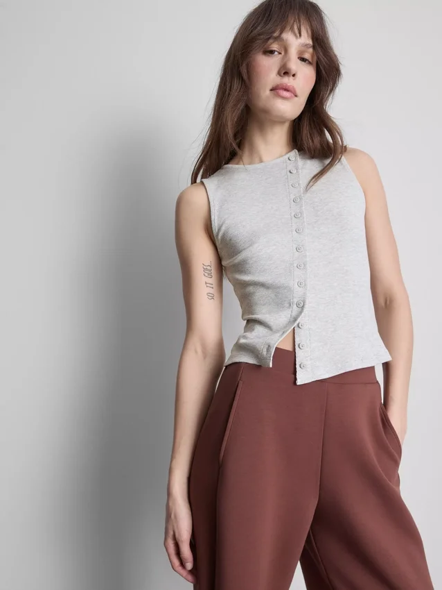 Tanktop mit Knopfleiste aus baumwollreichem Material