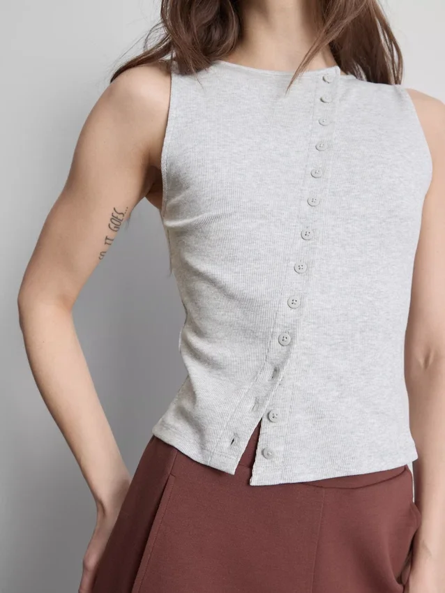 Tanktop mit Knopfleiste aus baumwollreichem Material