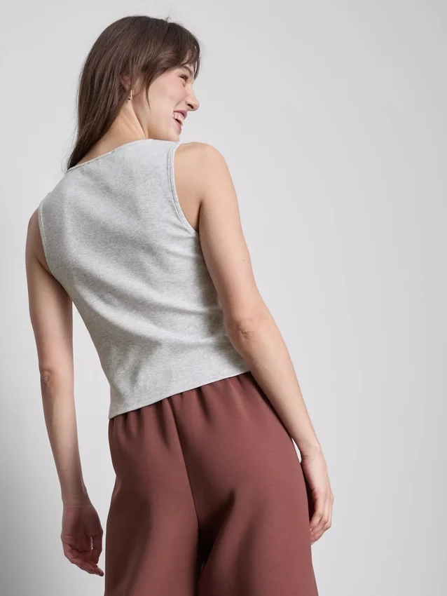 Tanktop mit Knopfleiste aus baumwollreichem Material