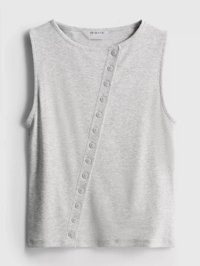 Tanktop mit Knopfleiste aus baumwollreichem Material