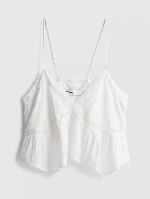 The Primark Scene | Baumwoll-Top mit Broderie-Muster, V-Ausschnitt und Spaghettiträgern