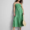 The Primark Scene | Gerafftes gestreiftes Bandeau-Midi-Kleid