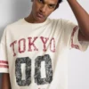 Tokyo Kurzarm-T-Shirt mit Used-Look und Grafikprint