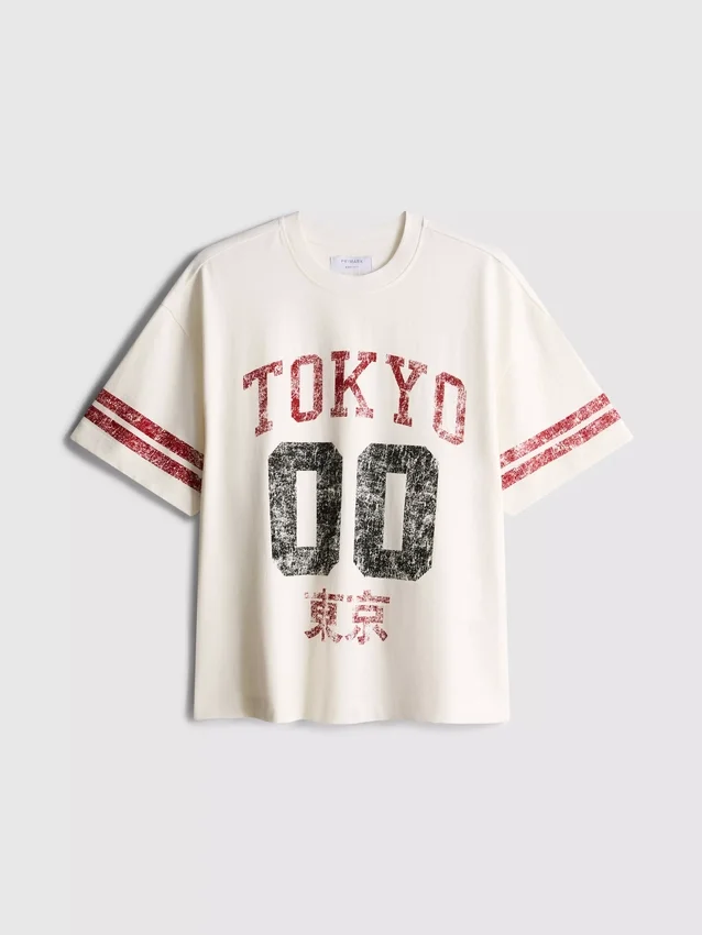 Tokyo Kurzarm-T-Shirt mit Used-Look und Grafikprint