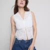 Top aus Baumwollmischung mit Broderie-Verzierung und Knoten vorne