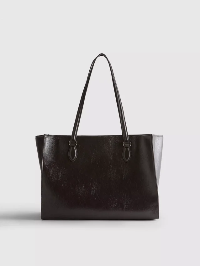 Tote-Tasche aus Kunstleder mit Crackle-Effekt