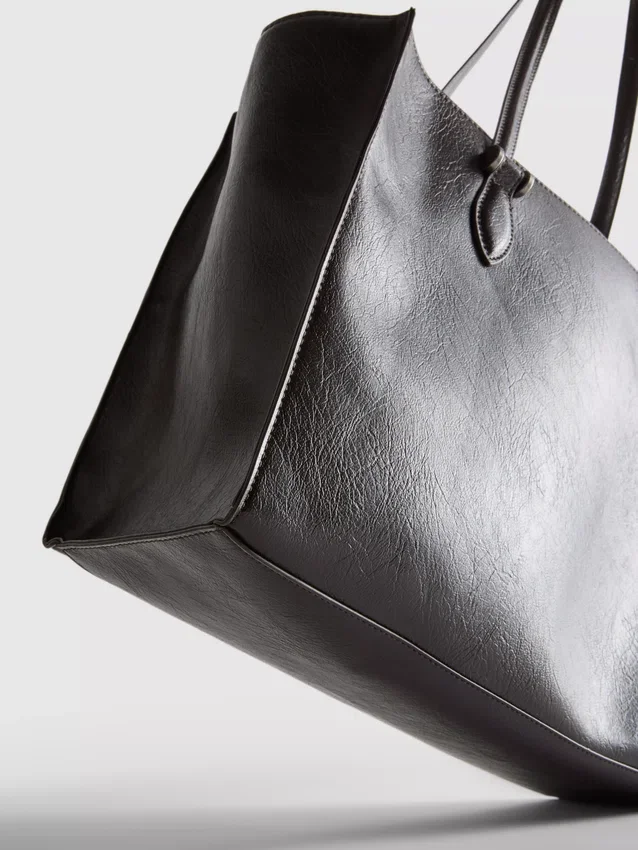 Tote-Tasche aus Kunstleder mit Crackle-Effekt