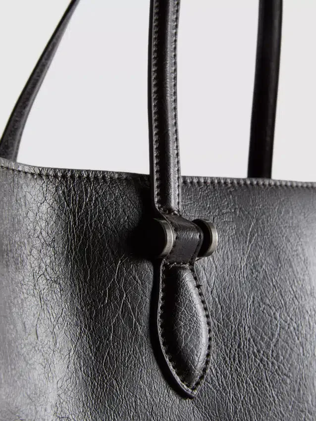Tote-Tasche aus Kunstleder mit Crackle-Effekt