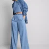 Trainingshose aus Baumwoll-Denim mit weitem Bein