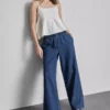 Trainingshose aus Baumwoll-Denim mit weitem Bein