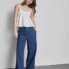 Trainingshose aus Baumwoll-Denim mit weitem Bein
