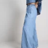 Trainingshose aus Baumwoll-Denim mit weitem Bein