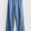 Trainingshose aus Baumwoll-Denim mit weitem Bein